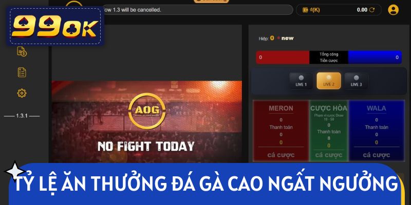 Tỷ lệ ăn thưởng đá gà tại nhà cái cao ngất ngưởng