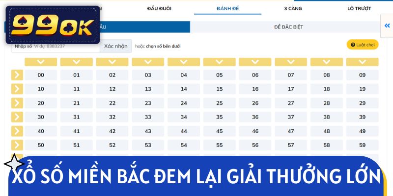 Xổ số miền Bắc 99OK là hình thức đem lại giải thưởng lớn